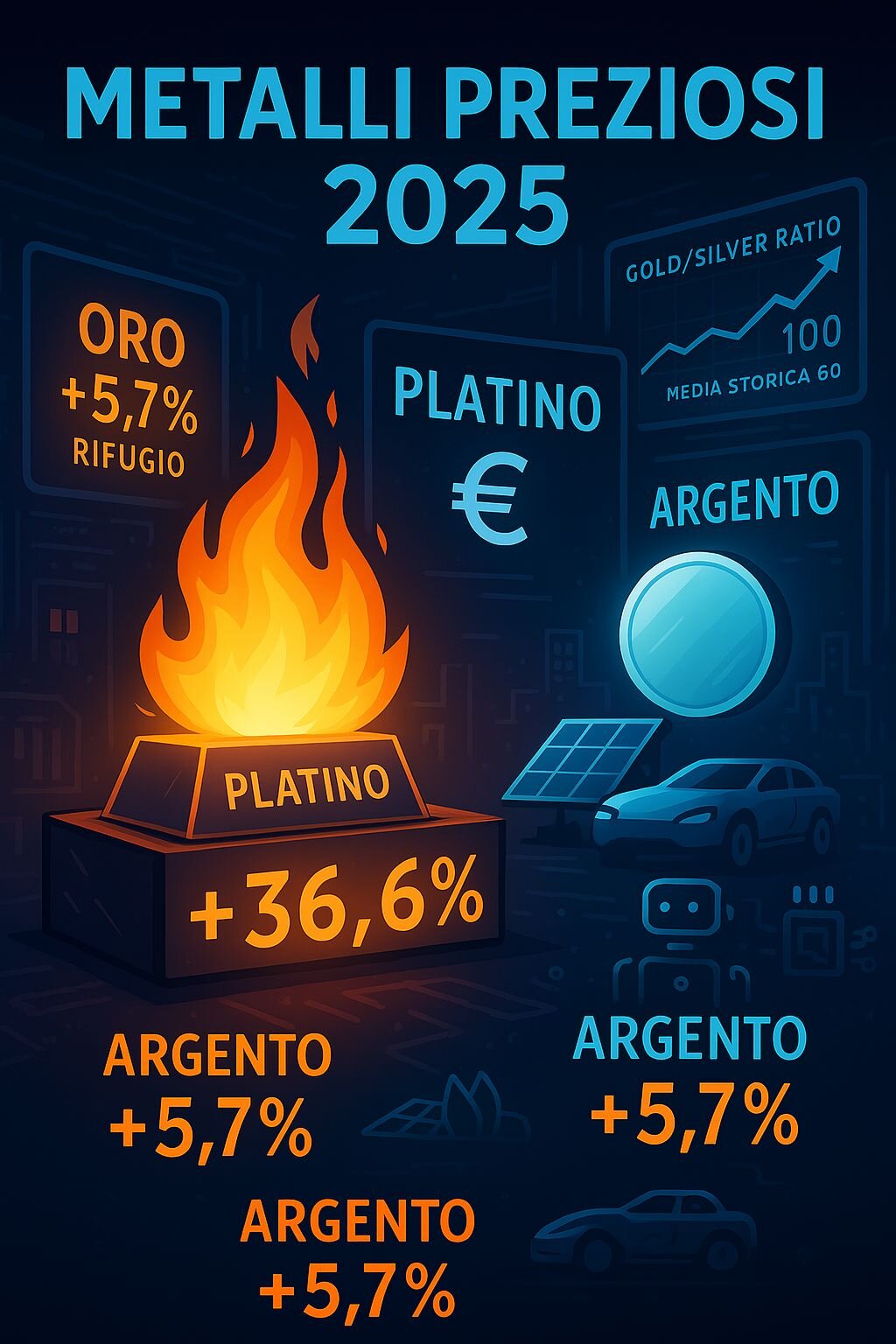 Metalli Preziosi 2025: Il Ritorno di Fiamma del Platino e l’Ascesa dell’Argento Metalli Preziosi 2025: Il Ritorno di Fiamma del Platino e l’Ascesa dell’Argento