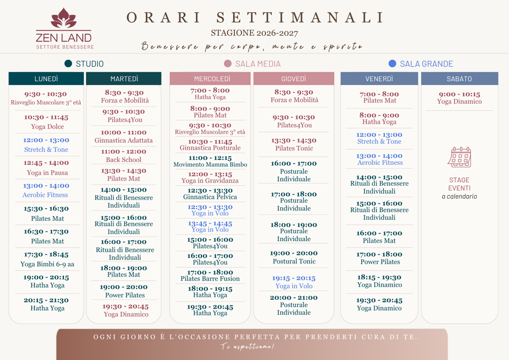 orari corsi Zen Land Nonantola 2026-2027 orari corsi Zen Land Nonantola 2026-2027