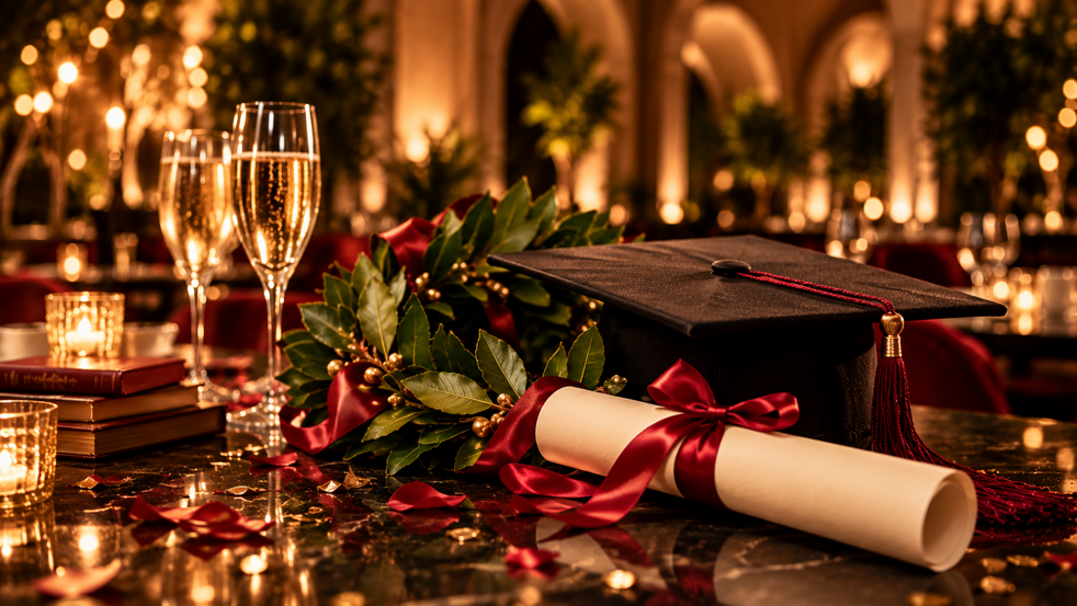 elegant graduation celebration still life