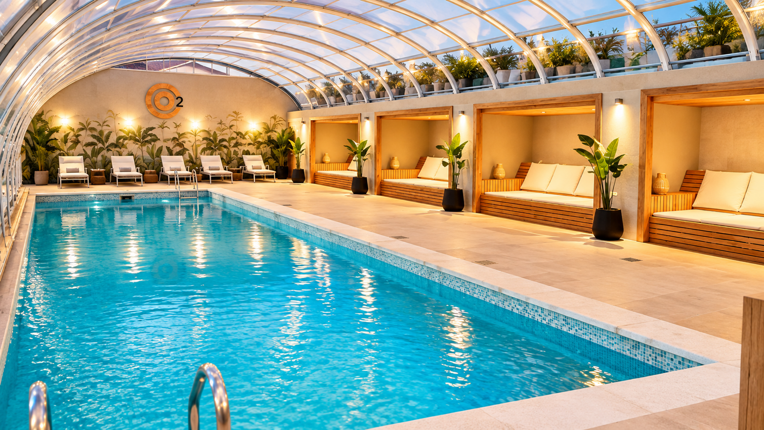 luxurious indoor pool spa retreat