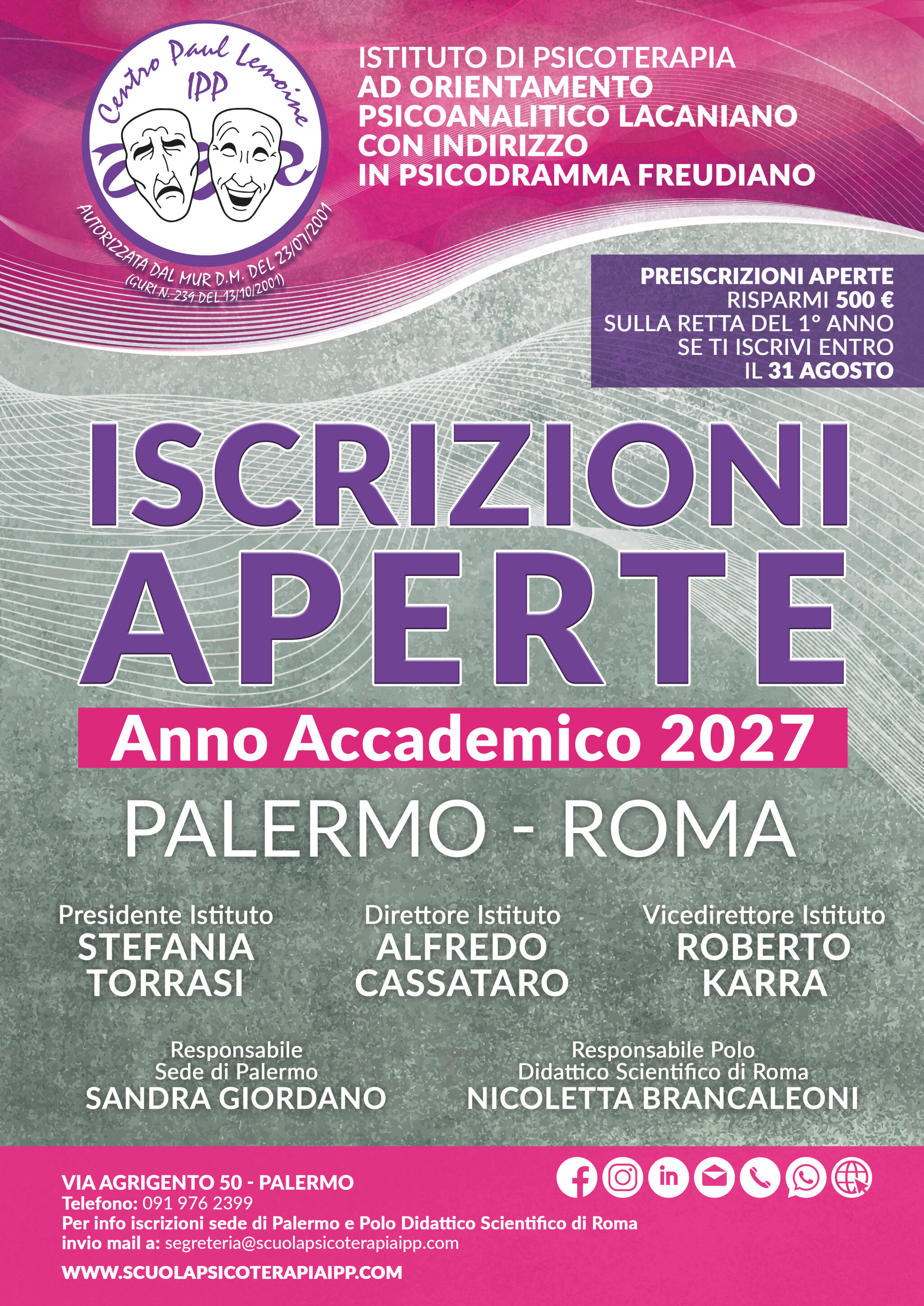 ISCRIZIONI APERTE a.a.2027