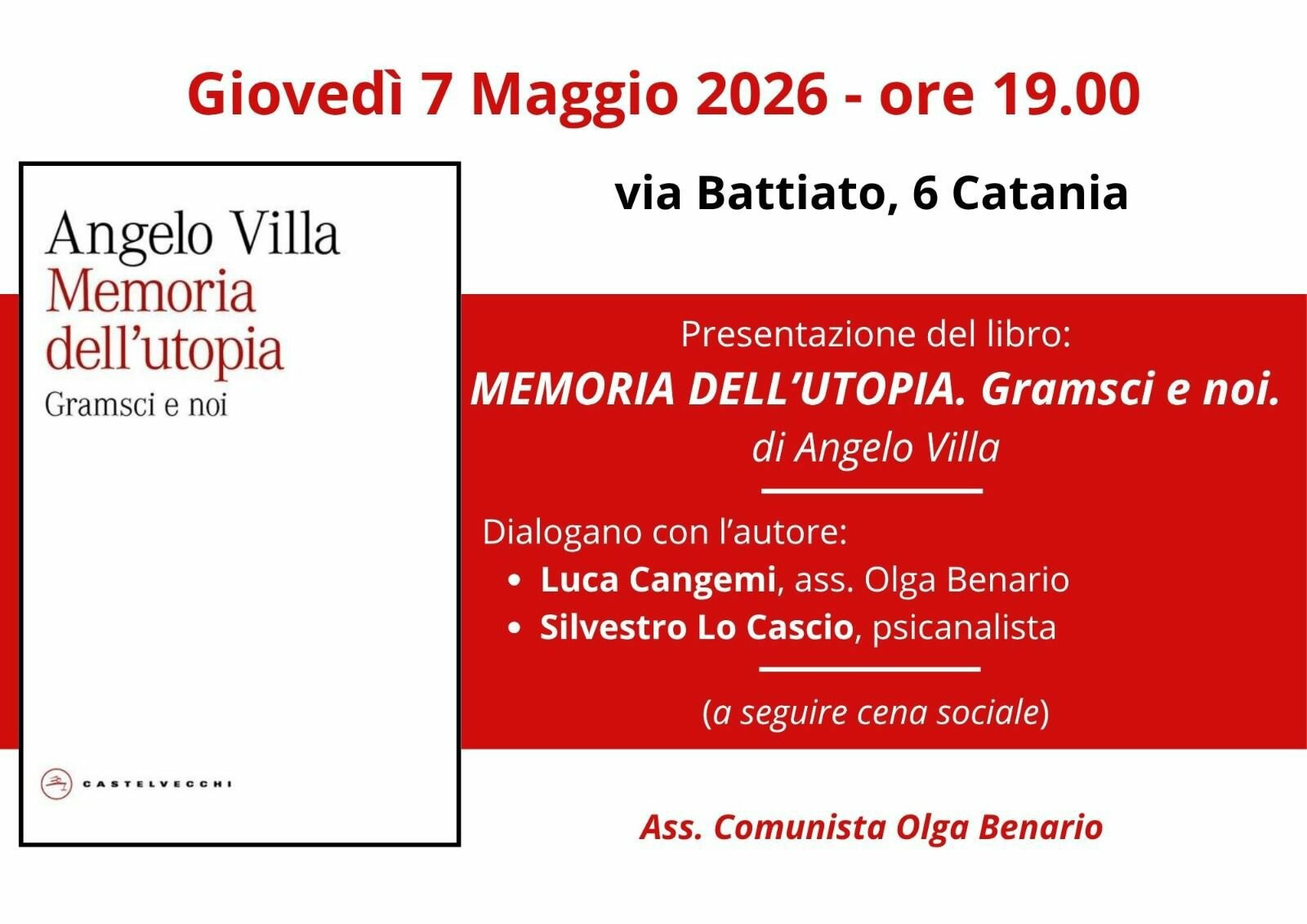 Presentazione libro MEMORIA DELL'UTOPIA