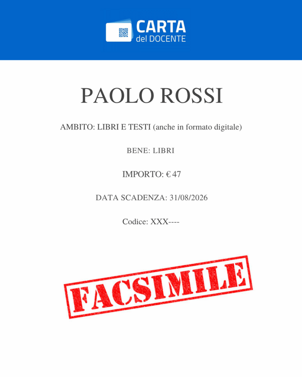 fac simile carta docente