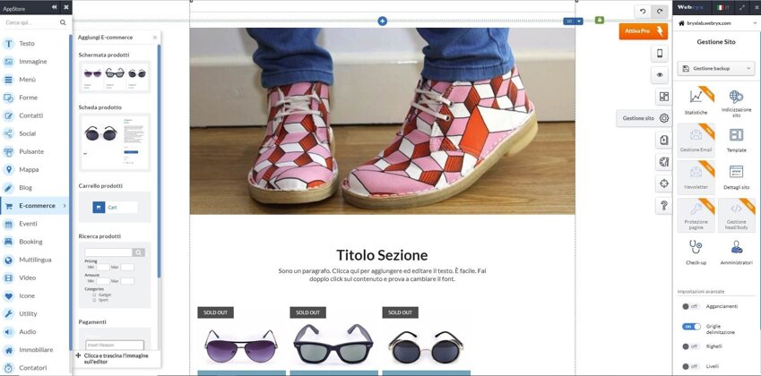 realizzare un sito gratis webryx e-commerce