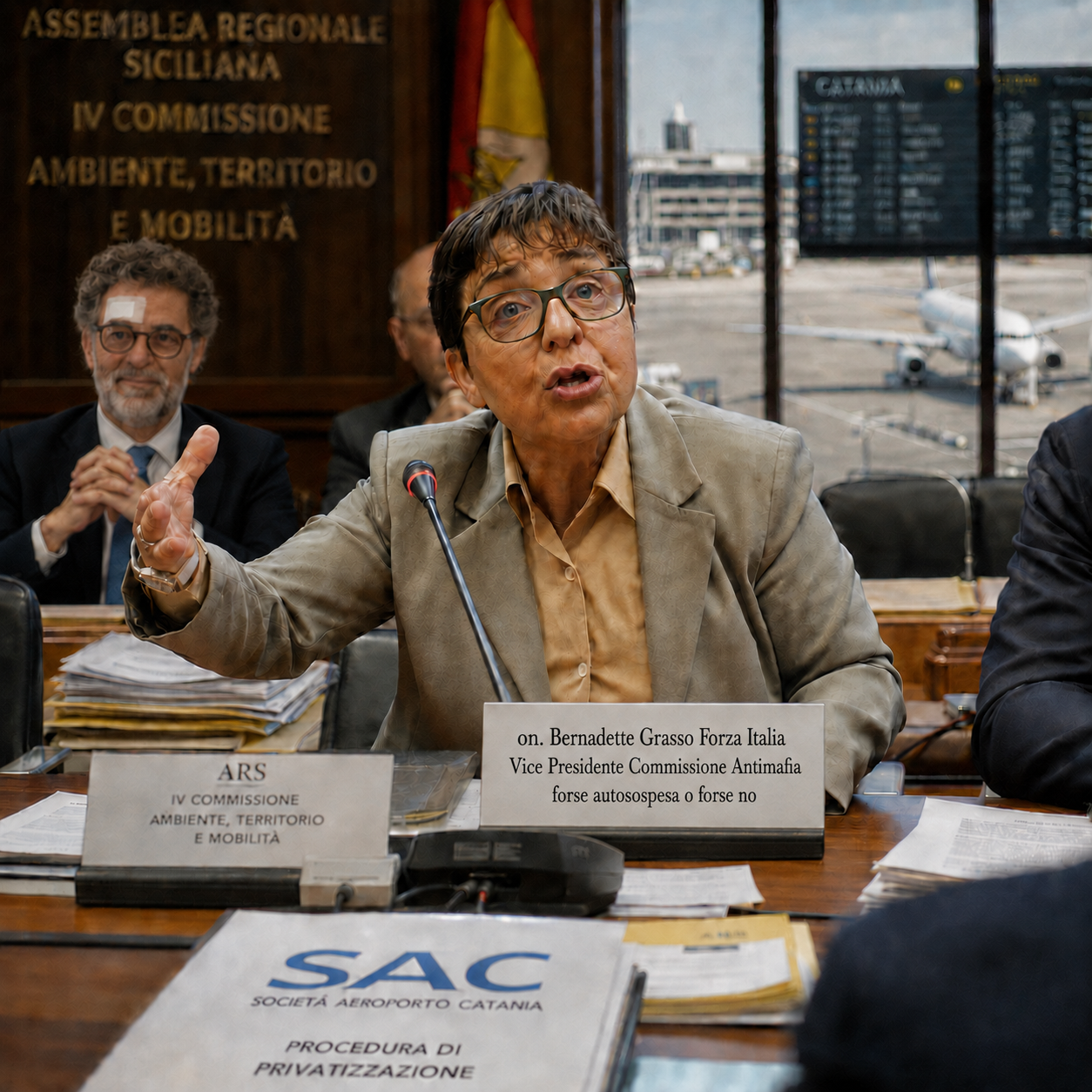SAC, la commissione Trasporti ARS e la strana pregiudiziale dell'on. di Forza Italia Bernadette Grasso che coi mafiosi ci parla per sistemare amici ma i consiglieri della SAC non li vuole fare parlare