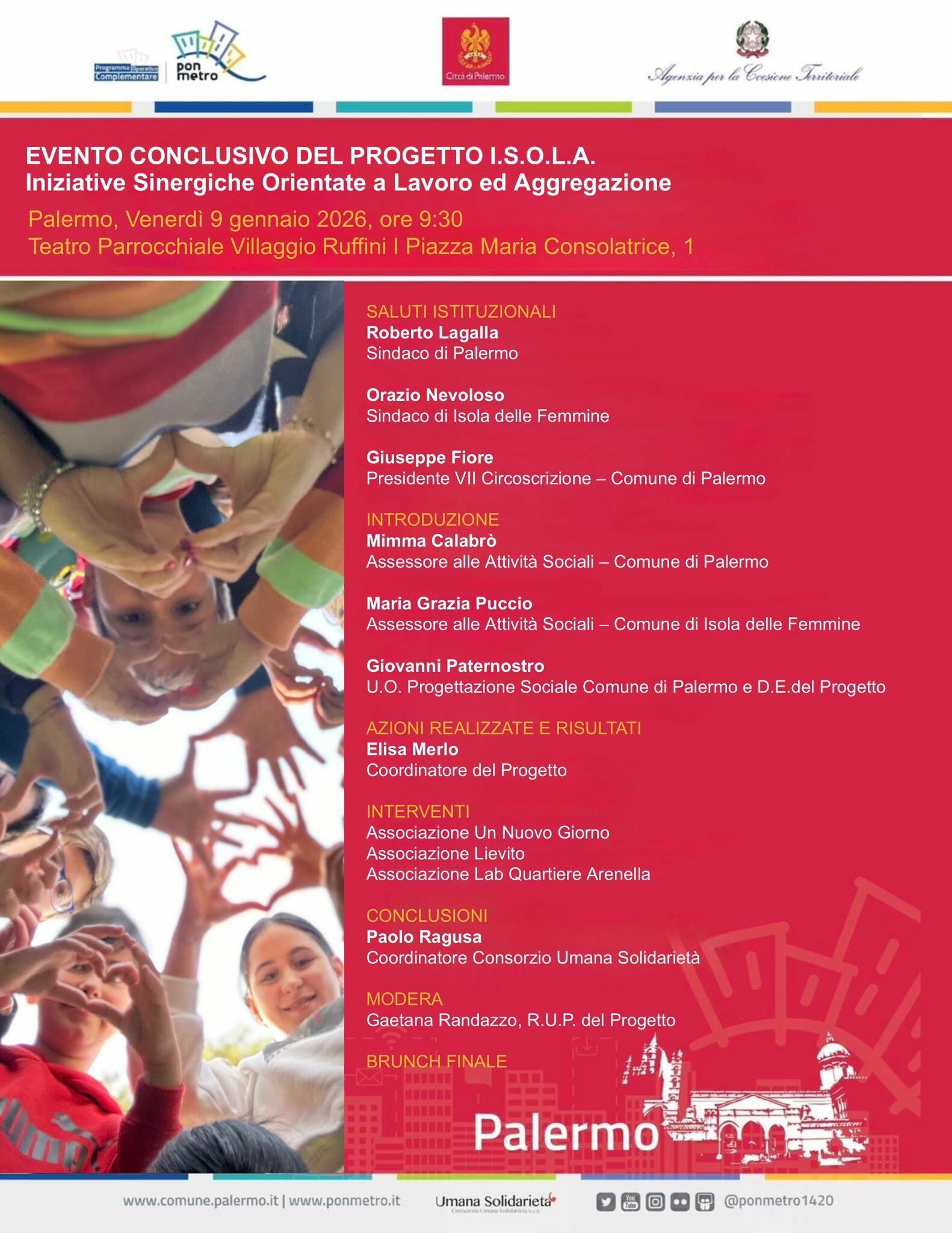 Palermo e Isola delle Femmine insieme per la comunit&agrave;: venerd&igrave; l&rsquo;evento conclusivo del progetto I.S.O.L.A.
