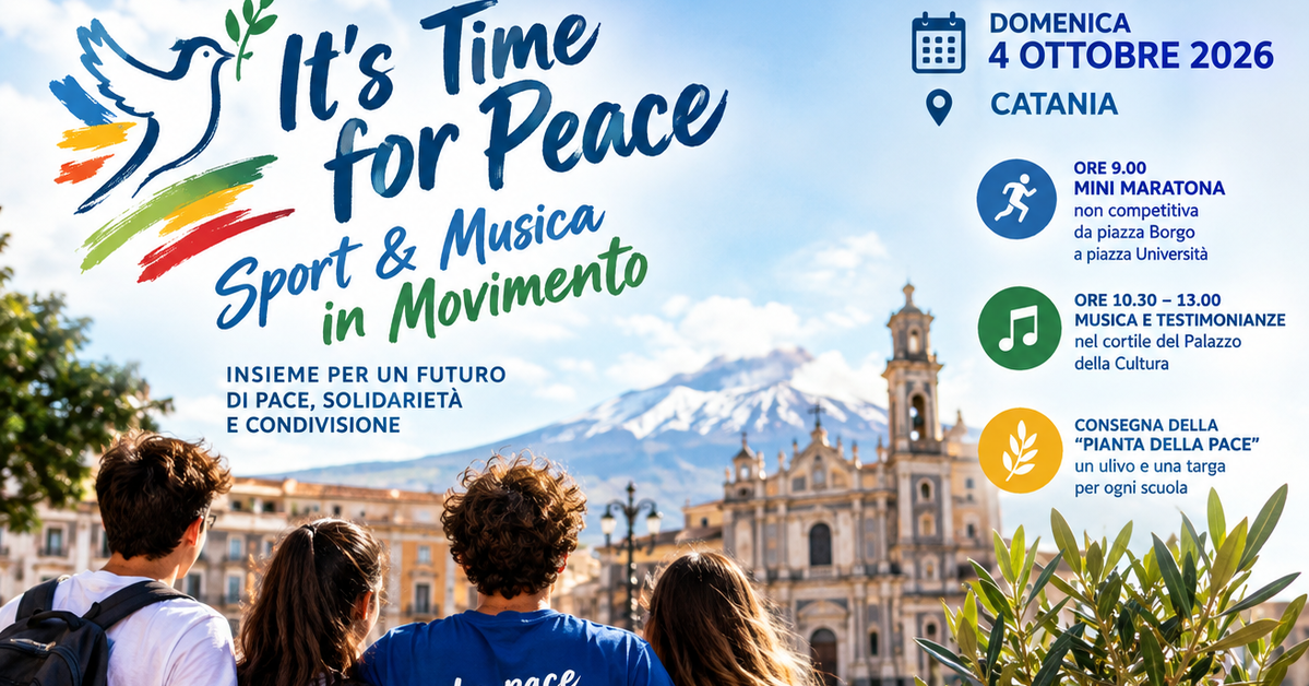 Su SudLIFE Una domenica di sport e musica per la pace con protagonisti gli studenti: domani a Catania &ldquo;It&rsquo;s Time for Peace&rdquo;