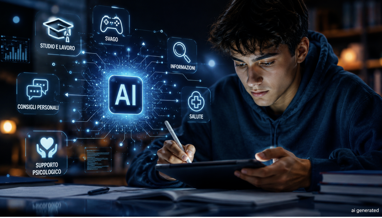Su SudHiTech Dai compiti alla salute: i giovani italiani usano l’AI per quasi tutto Su SudHiTech Dai compiti alla salute: i giovani italiani usano l’AI per quasi tutto
