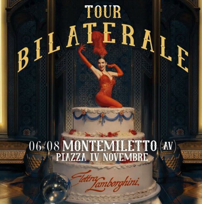 Elettra Lamborghini arriva a Montemiletto: il 6 agosto Piazza IV Novembre si accende con il “Tour Bilaterale”
