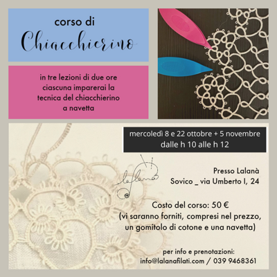 Corso di chiacchierino a navetta presso Lalanà a Sovico