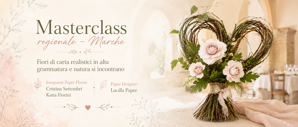 Dettaglio di fiori di carta realistici realizzati per il corso base della Masterclass