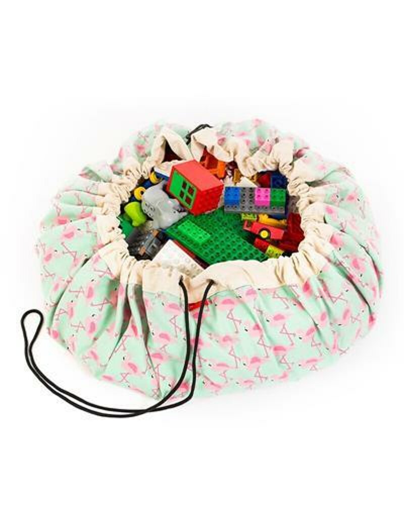sacco-porta-giochi-e-tappeto-2-in-1-in-cotone-play-go-fenicotteri