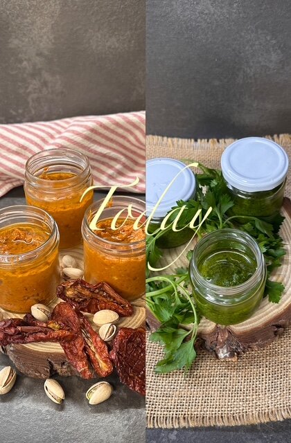 Pesto di pomodori secchi e Pesto di prezzemolo