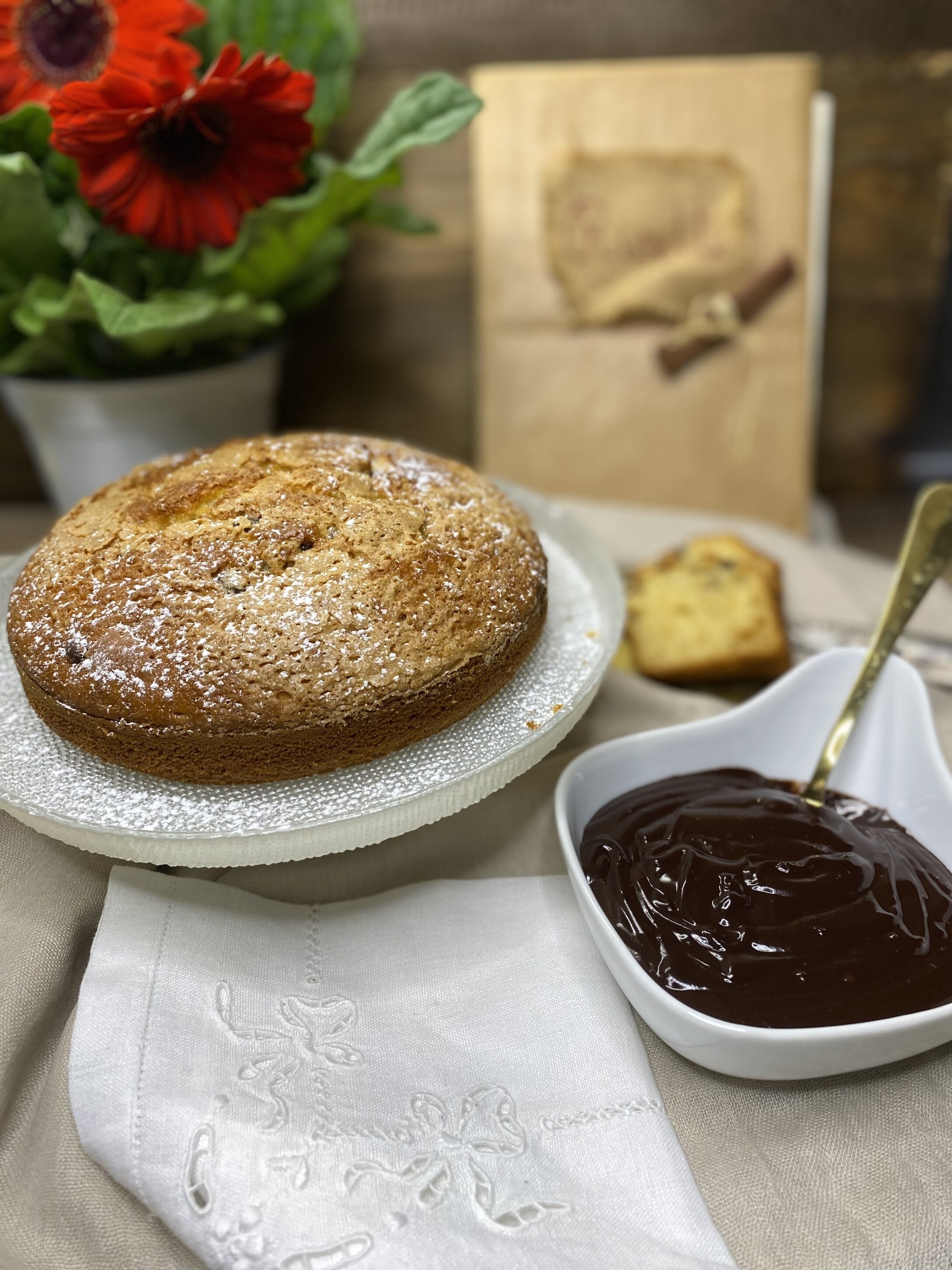 Torta di ricotta e ganache al cioccolato fondente e zenzero