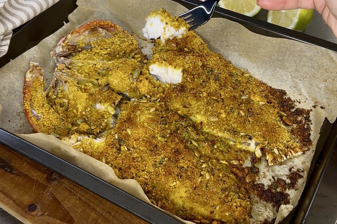 Scorfano gratinato con la curcuma
