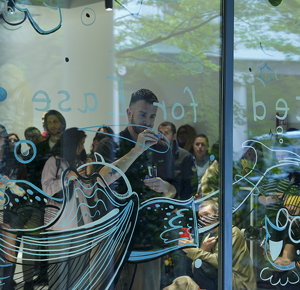 illustration, Nicolo canova, design, art, window display, live performance, Milan, editorial illustration