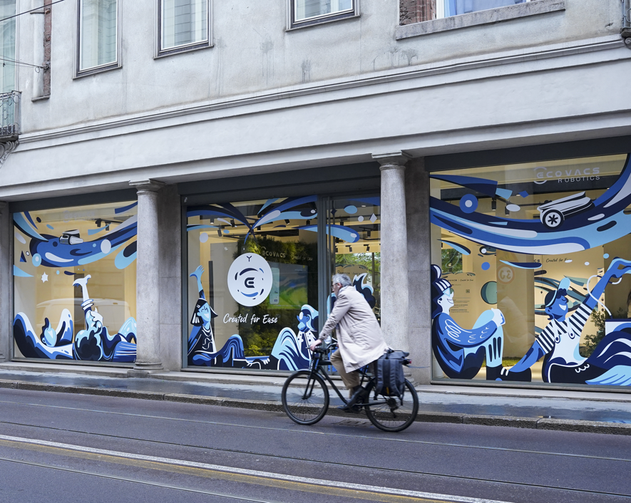 illustration, Nicolo canova, design, art, window display, live performance, Milan, editorial illustration