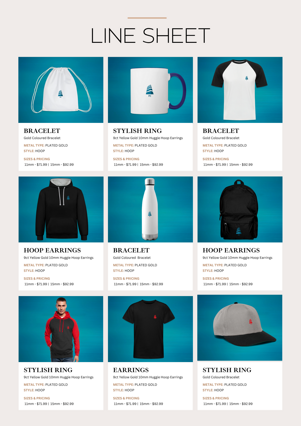 white & cream elegant minimal product line sheet pricelist a4 document