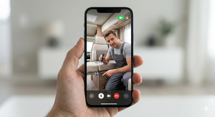 ispezione video live con meccanico camper in germania
