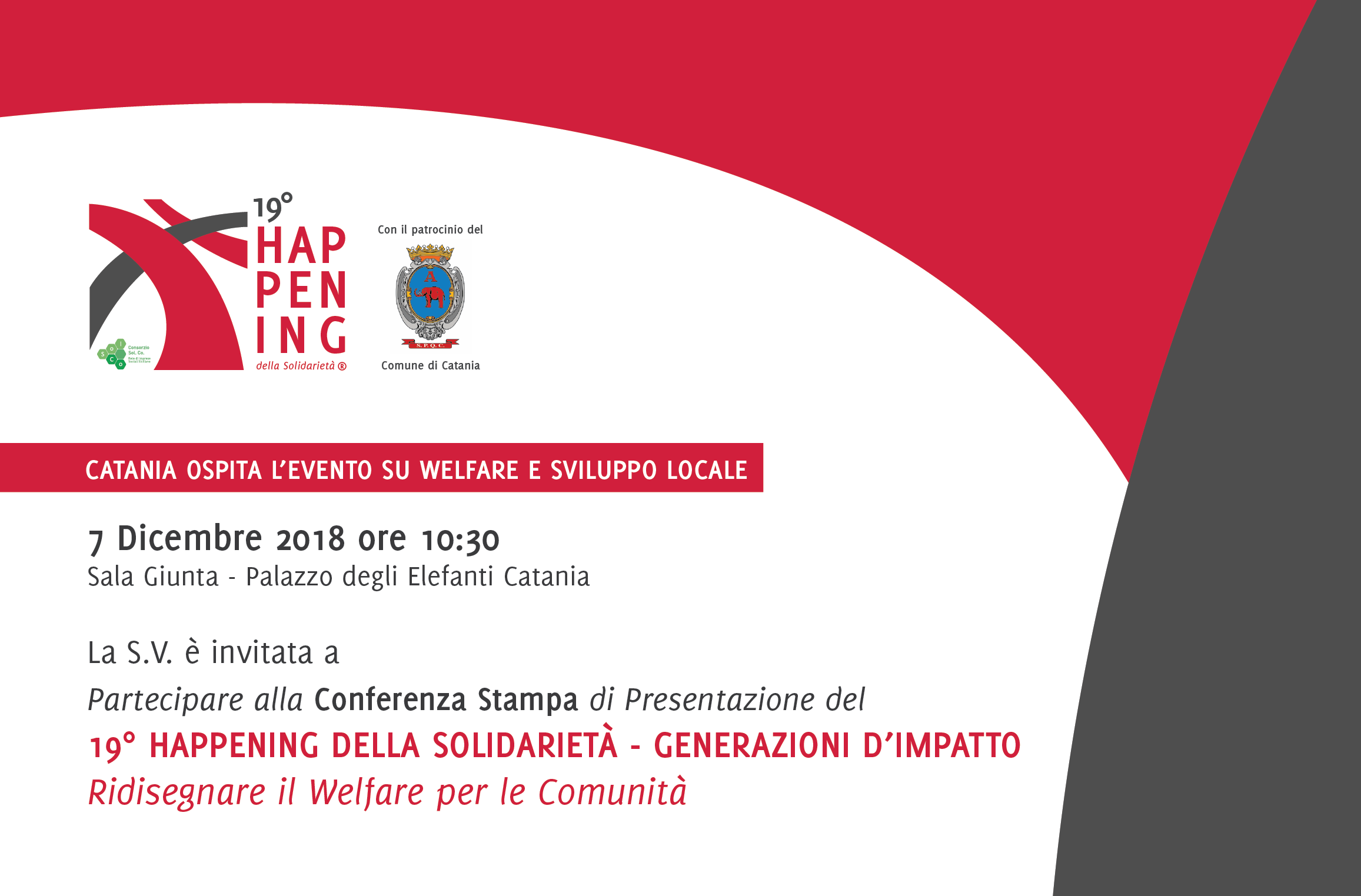 Conferenza stampa Happening della Solidarietà: venerdì 7 dicembre al Palazzo degli Elefanti Conferenza stampa Happening della Solidarietà: venerdì 7 dicembre al Palazzo degli Elefanti