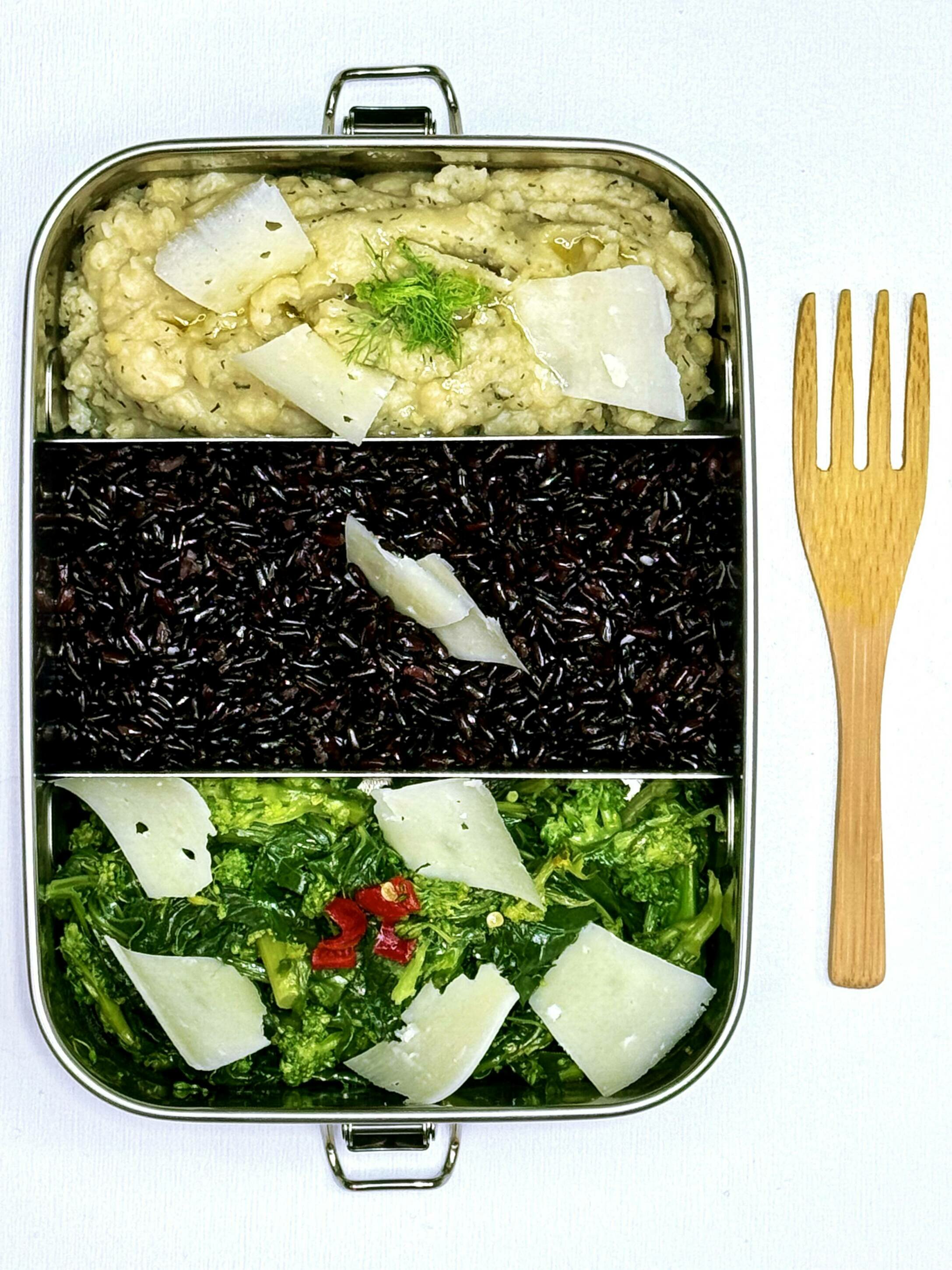 KASANOVA Lunch Box Tonda A Scomparti Per Poke E Bento – Ermetica, Con Siberia, Colore Tortora, 18x18x9,2 Cm