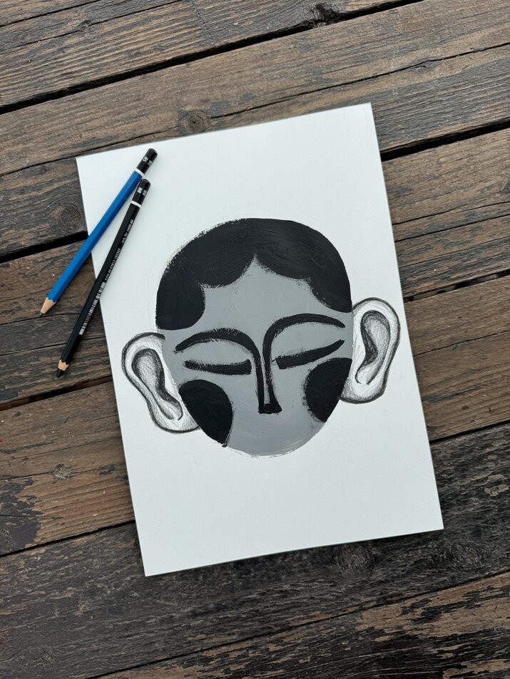 Fernando Cobelo, illustration, portrait, collage, paper, acrylics, I tre fratelli, the three brothers, brothers