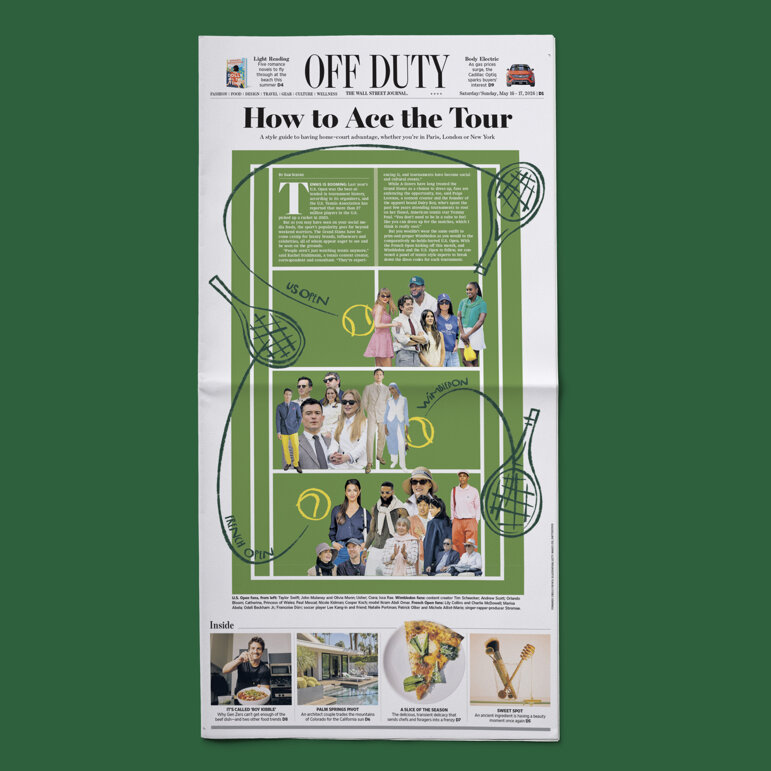 Fernando Cobelo, illustration, Wall Street journal, spot, spot illustrations, cover, tennis, us open, French open, Wimbledon, fashion, newspaper, purple rain illustrators