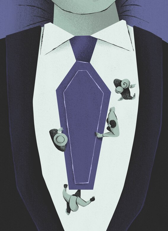 fernando Cobelo, vqr, virginia quarterly review, fiction, illustration, funeral, fashion, tie, purple rain illustrators