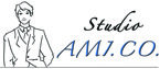 Logo Studio AMI.CO. con disegno stilizzato di un uomo