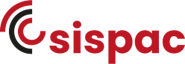 Logo Sispac con cerchi concentrici neri e rossi