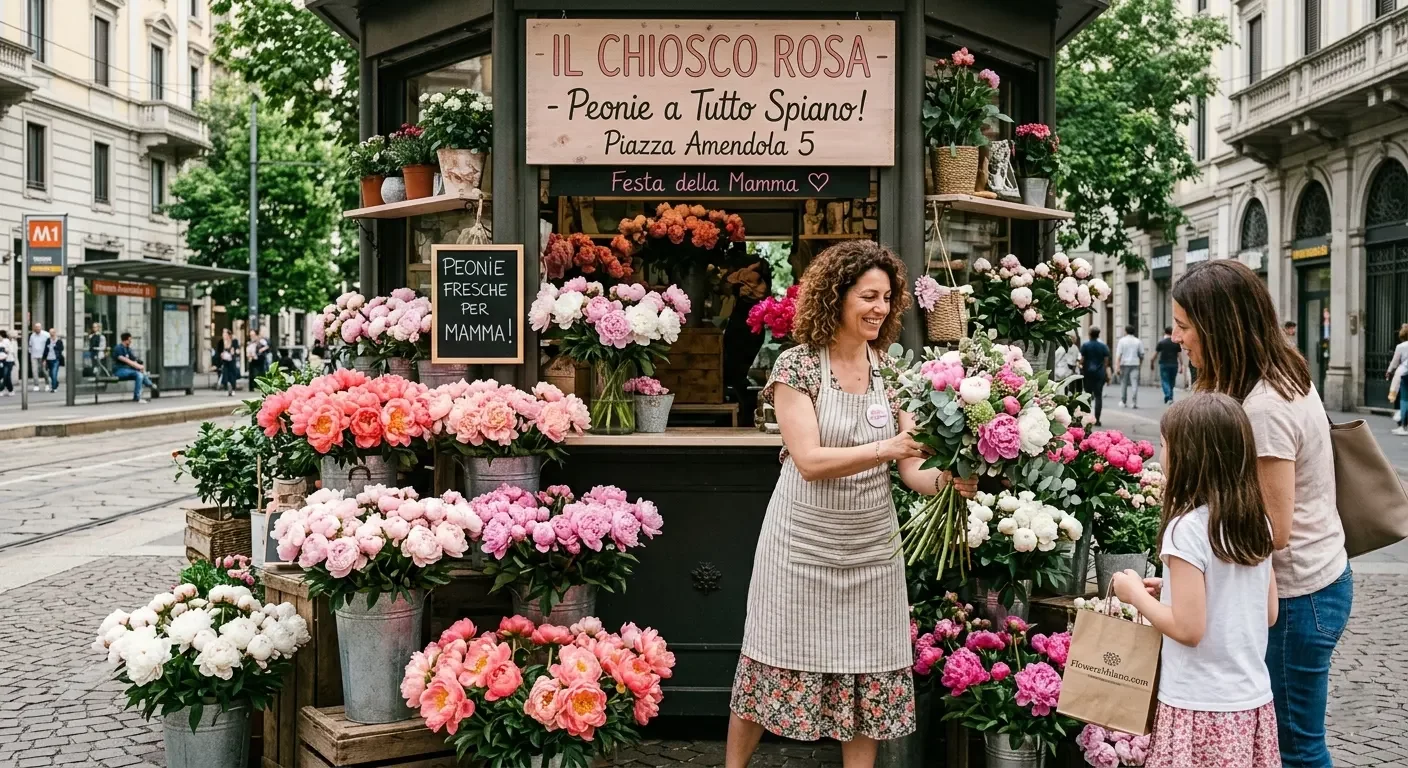 Peonie a tutto spiano al Chiosco Rosa: Festa della Mamma a Milano (Piazza Amendola 5) e su&nbsp;FlowersMilano.com
