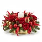 centrotavola-natale-con-rose-rosse-candela-e-consegna-in-giornata-a-milano