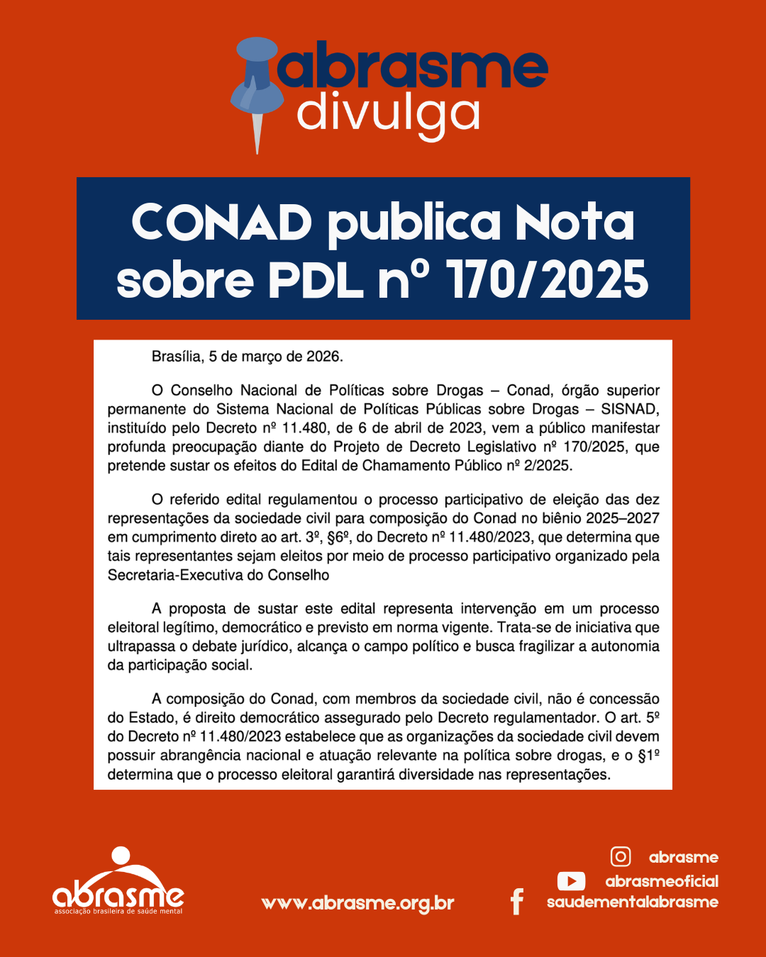CONAD publica Nota sobre PDL 170/2025