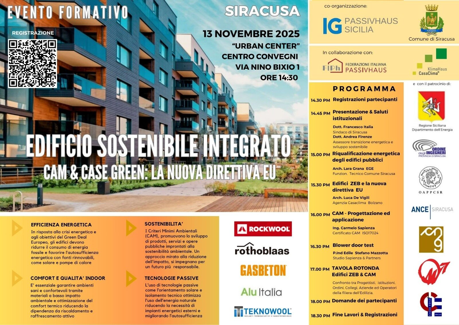 Il 13 Nov 2025 UN EVENTO IMPERDIBILE, CO-ORGANIZZATO DA IGPASSIVHAUS SICILIA CON IL COMUNE DI SIRACUSA