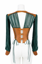 corpetto-strutturato-con-maniche-in-cuoio-naturale-e-lycra-verde